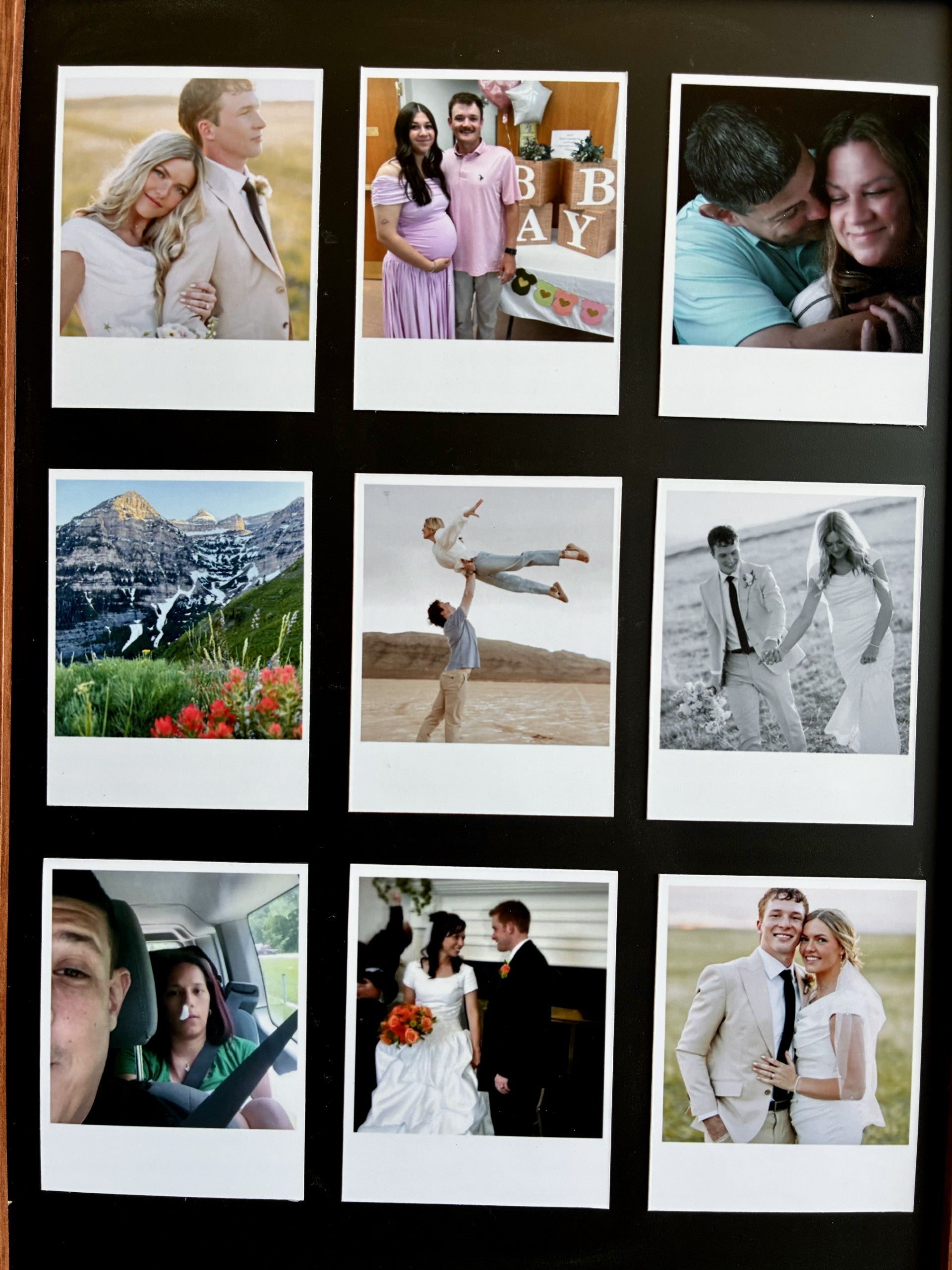 Collection of Polaroid-style photos on a black background
